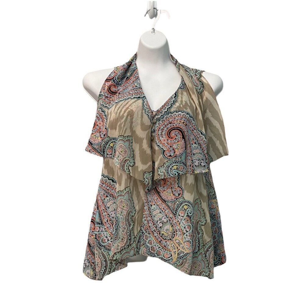 Women's Sheer Sunny Leigh Sleeveless Ruffle Layered Blouse Size XS